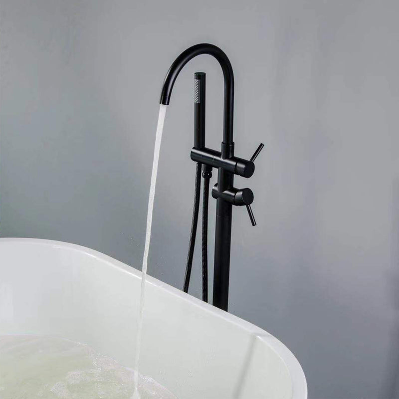 Gnoly Freestanding Gooseneck Tub Faucet with Handheld in Matte Black