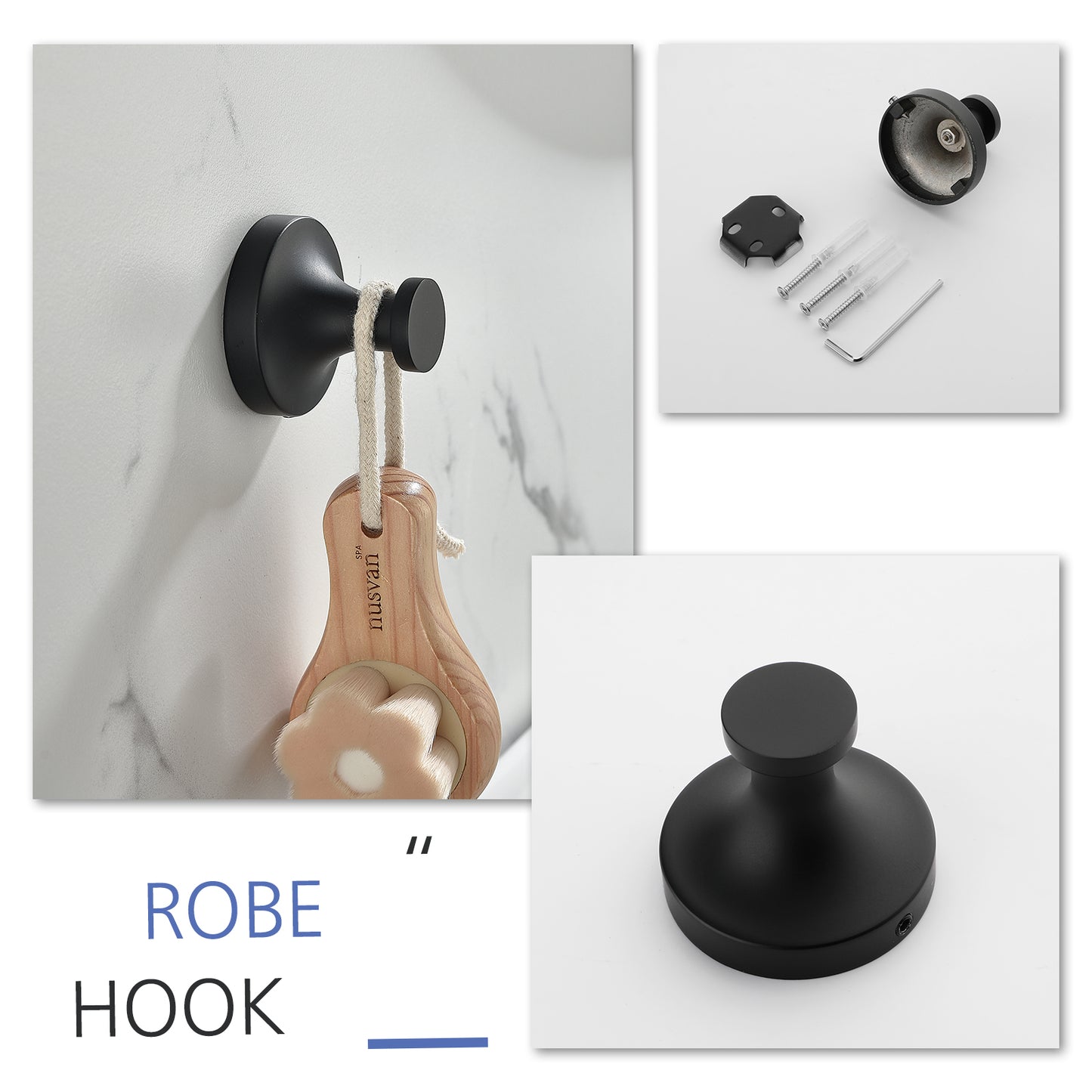 Belles Wall Mounted  Matte Black Bathroom Hardware 4-Piece Set