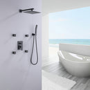 Eocony 10 In Wall Mounted Luxury Pressure Balanced Shower System with 4 Body Jets in Matte Black