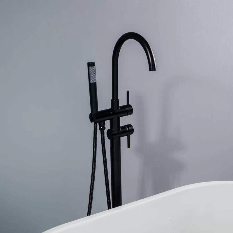 Gnoly Freestanding Gooseneck Tub Faucet with Handheld in Matte Black