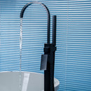 Axen Freestanding Gooseneck Tub Faucet with Handshower in Matte Black
