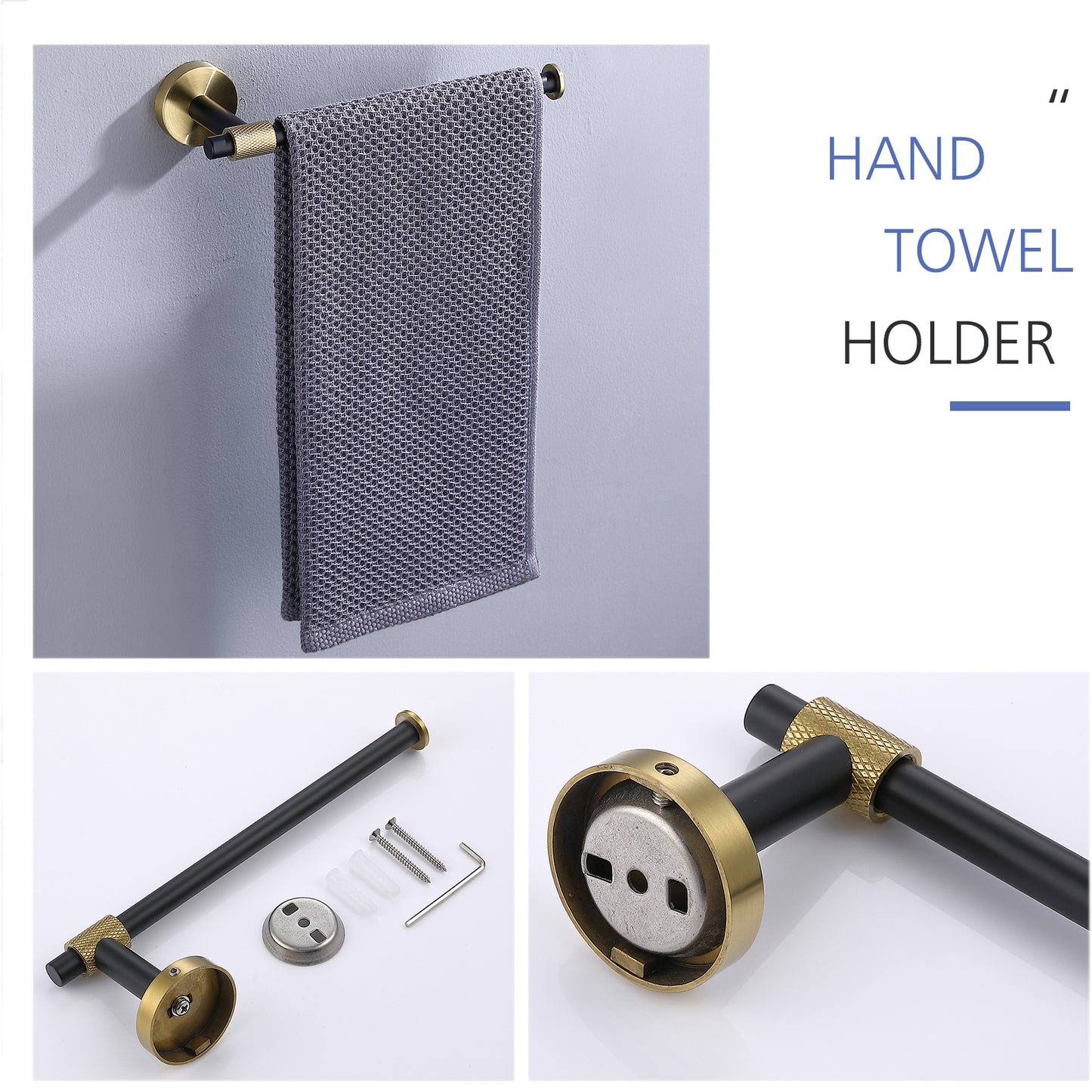 Thyme Black and Gold Modern Bathroom Hardware 4-Piece Set