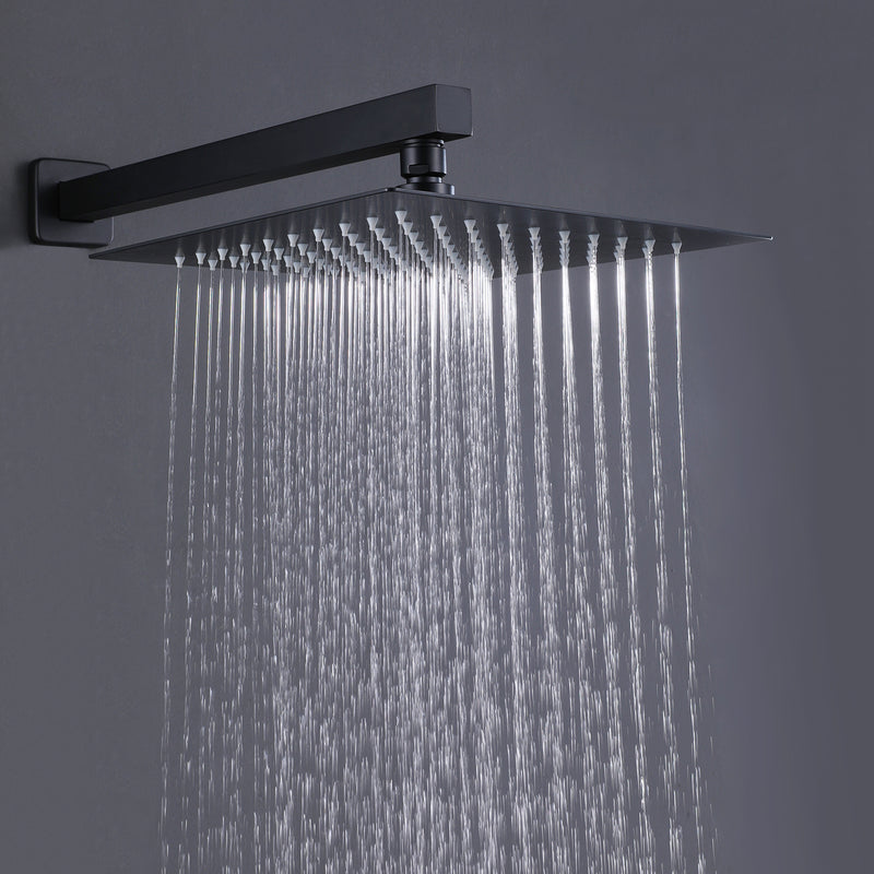Masa Wall Mounted 10 In. Rainfall Shower System in Matte Black