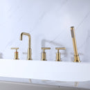 Dora 3 Handles Deck Mount Roman Tub Faucet with Hand Shower in Brushed Gold