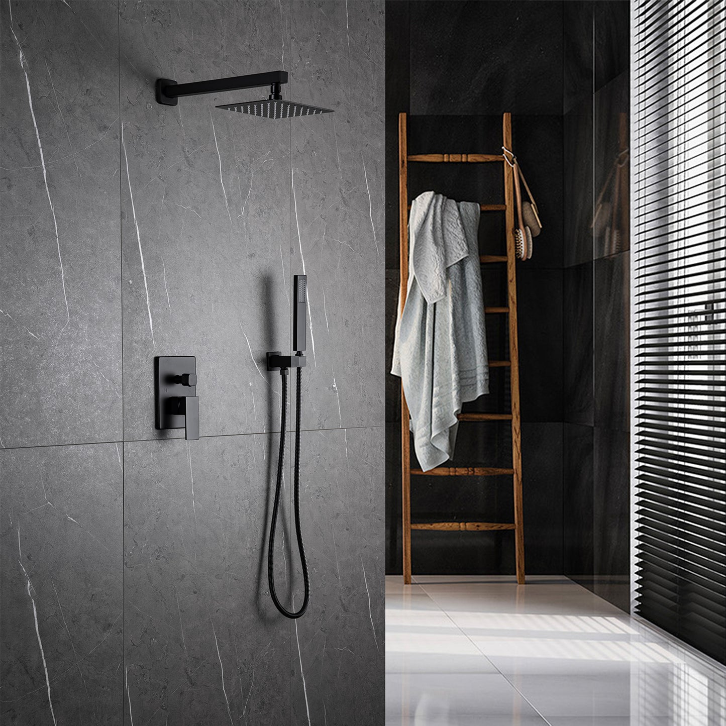 Hogesa Wall Mounted 10 In Rain Shower with handheld Concealed Valve
