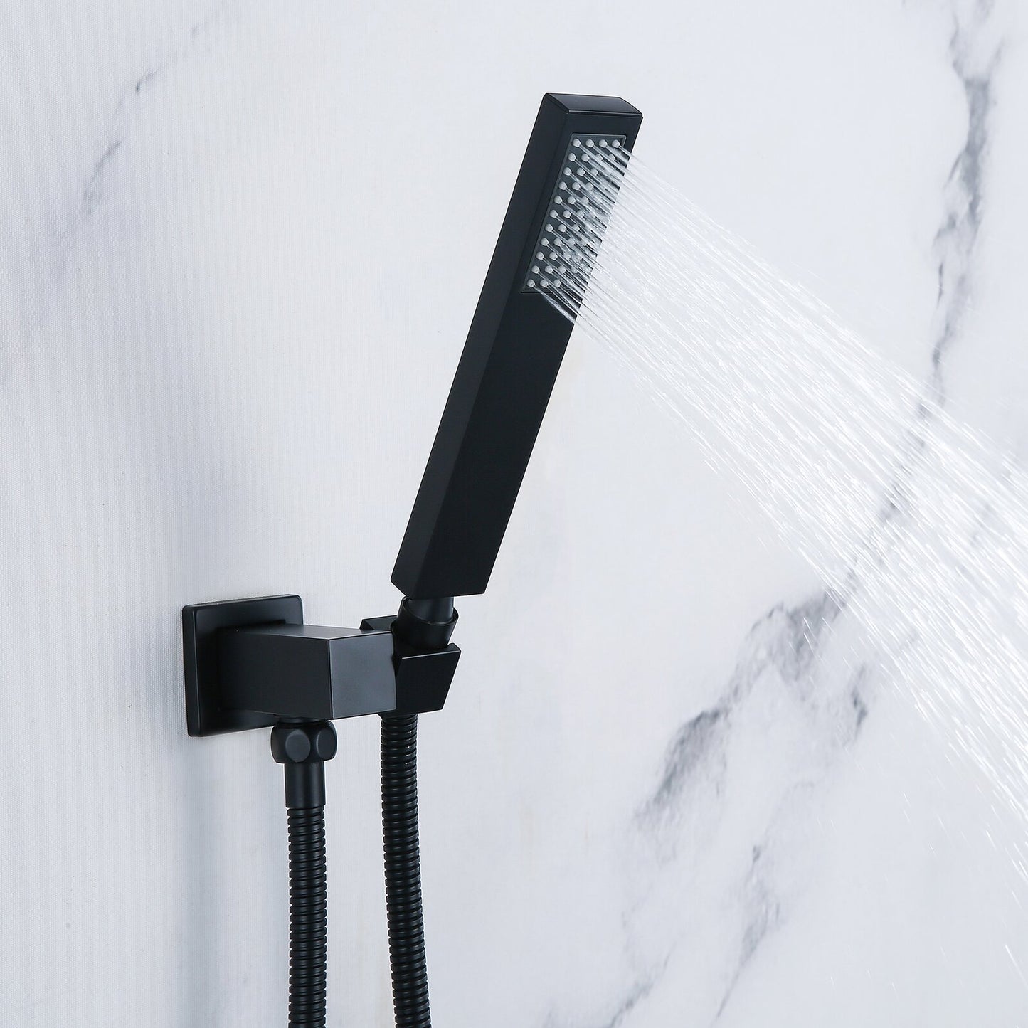 Swerve Ceiling Mounted 10 In Shower System with Handheld Shower in Matte Black