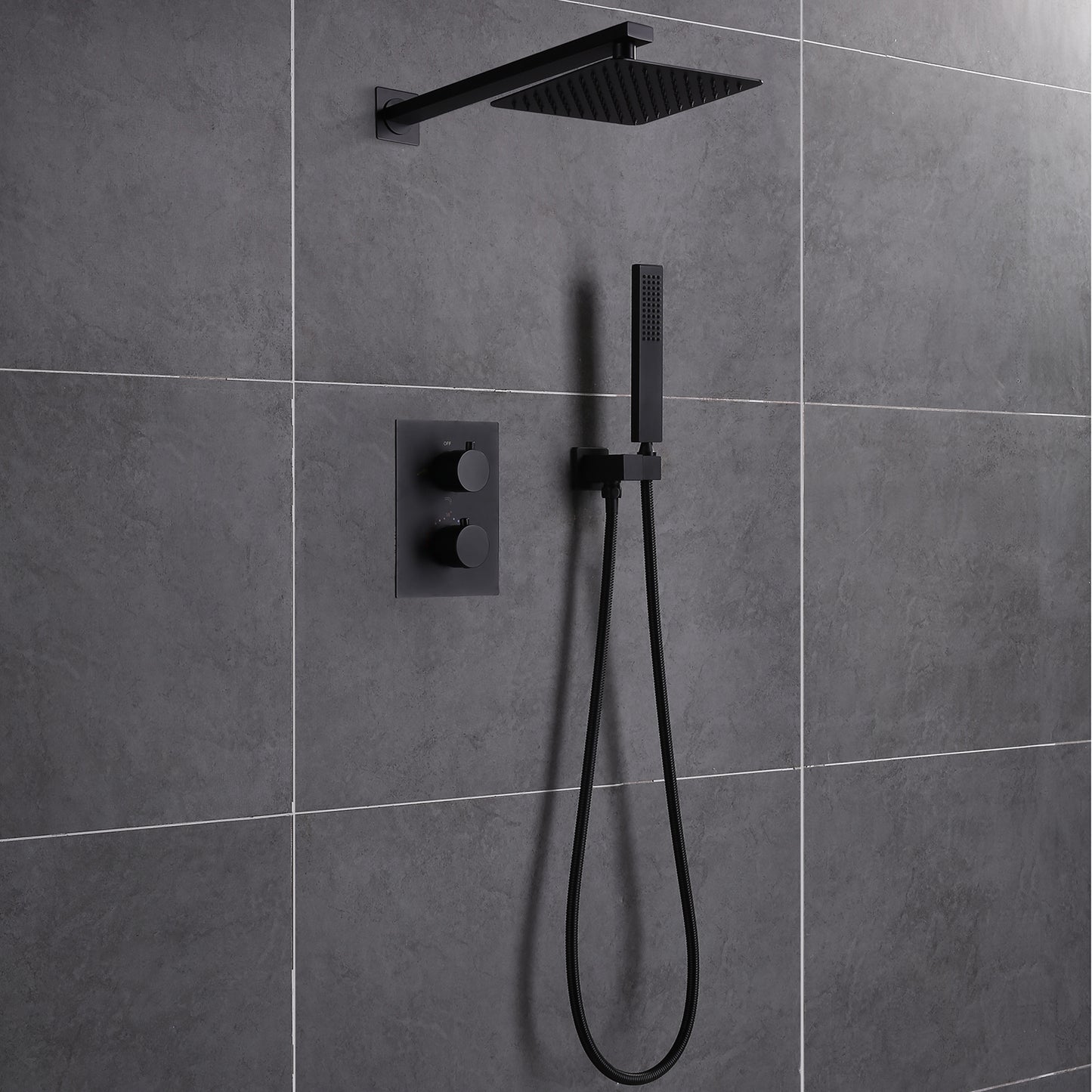 Jozz Thermostatic 10 In Shower System Handheldshower in Matte Black