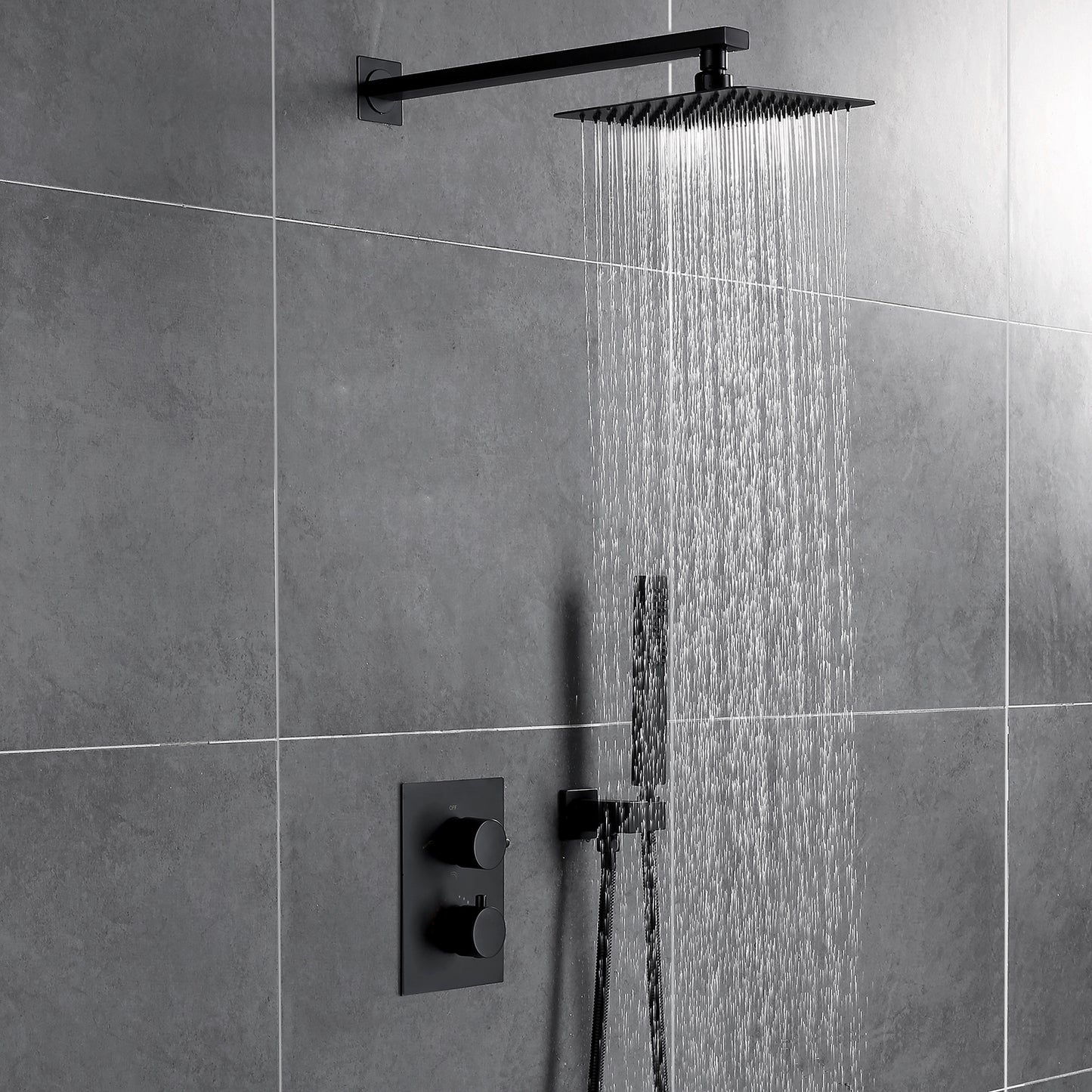Jozz Thermostatic 10 In Shower System Handheldshower in Matte Black