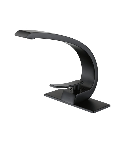 Peetys Deck Mounted Basin Single Handle Matte Black Bathroom Faucet