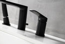 Roniry Roman Tub Filler Widespread Faucet with Handshower in Matte Black