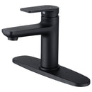 Ouverdot Deck Mounted Bathroom Sink Faucet With Deck Plate in Matte Black
