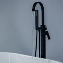 Axen Freestanding Gooseneck Tub Faucet with Handshower in Matte Black