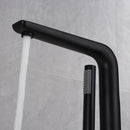 Hetofy 2 Handle Freestanding Tub Faucet with Handshower in Matte Black