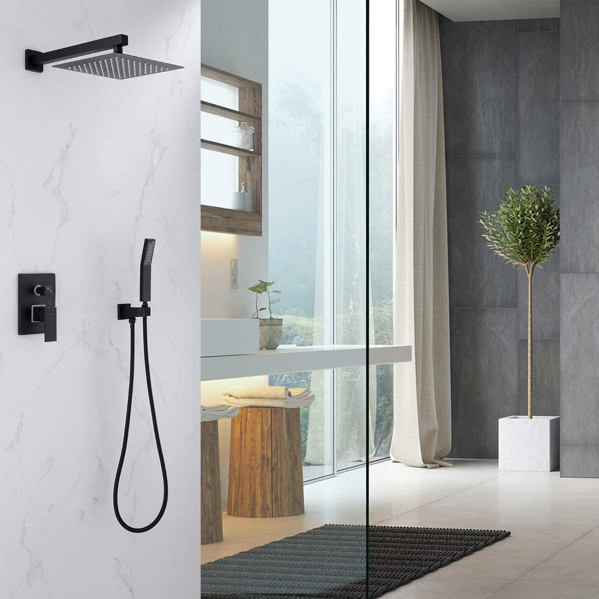 Smoell Pressure Balanced 10 In Shower System with Handshower in Brushed Gold