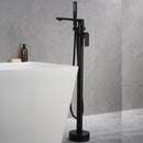 Simmit Dual Handle Freestanding Tub Faucet with Handheld in Matte Black
