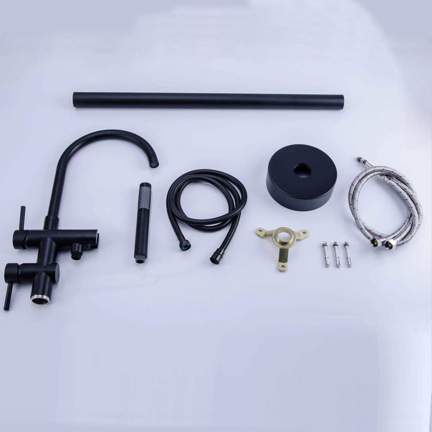 Gnoly Freestanding Gooseneck Tub Faucet with Handheld in Matte Black