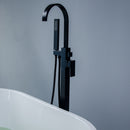 Axen Freestanding Gooseneck Tub Faucet with Handshower in Matte Black