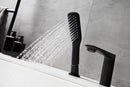 Roniry Roman Tub Filler Widespread Faucet with Handshower in Matte Black