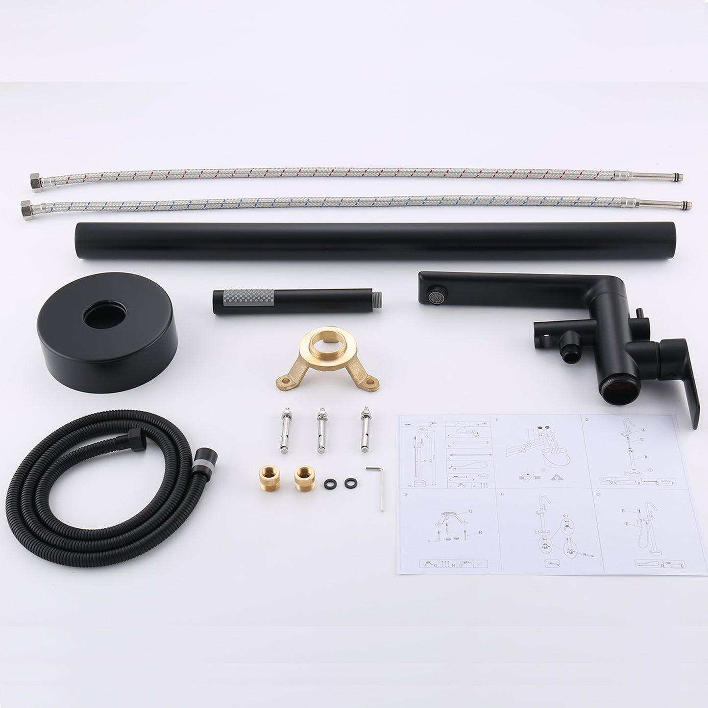 Simmit Dual Handle Freestanding Tub Faucet with Handheld in Matte Black