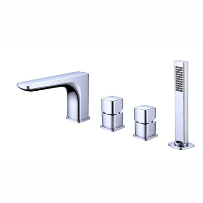 Oronto 2 Knob Handles Deck Mounted Roman Tub Faucet with Hand Shower