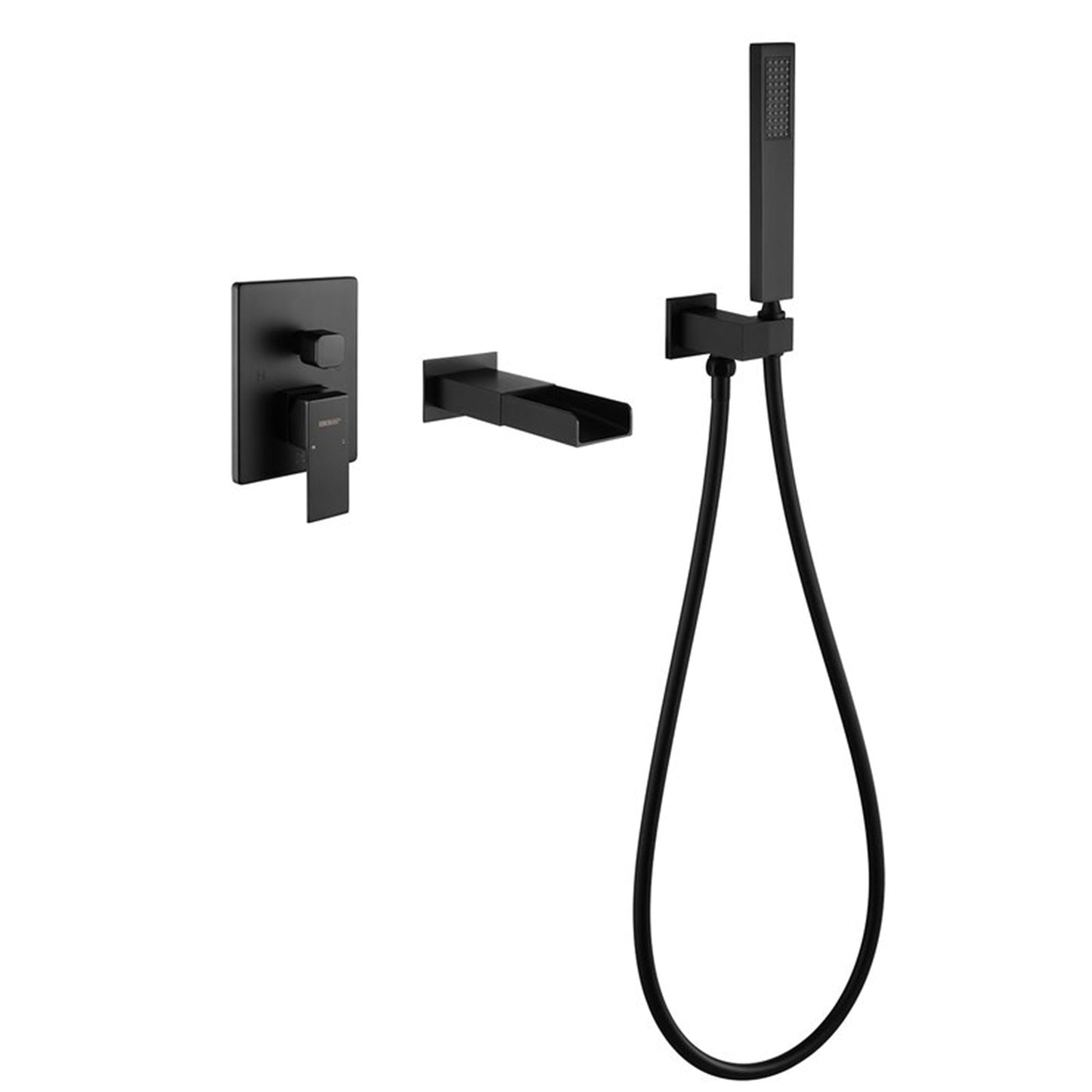 Curu Wall Mounted Bathub Mixer with Hand Shower in Brushed Gold
