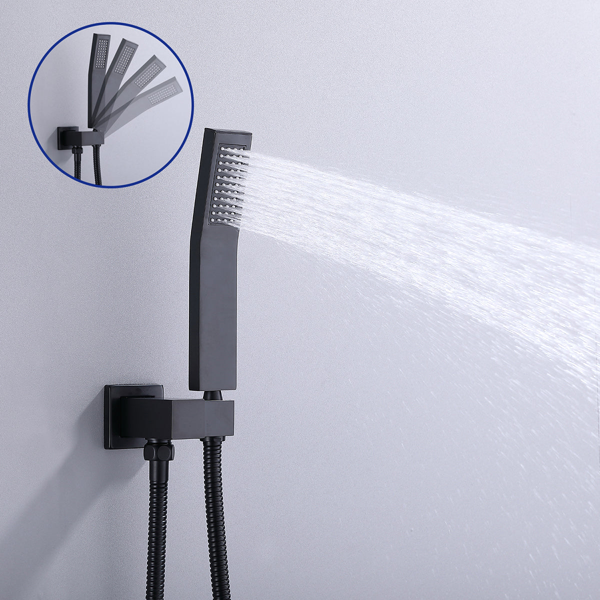 Eocony 10 In Wall Mounted Luxury Pressure Balanced Shower System with 4 Body Jets in Matte Black