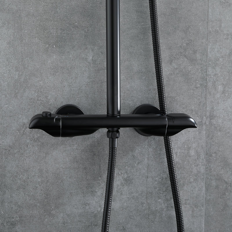 Deng 2 Function Thermostatic Exposed Shower with Handshower in Matte Black