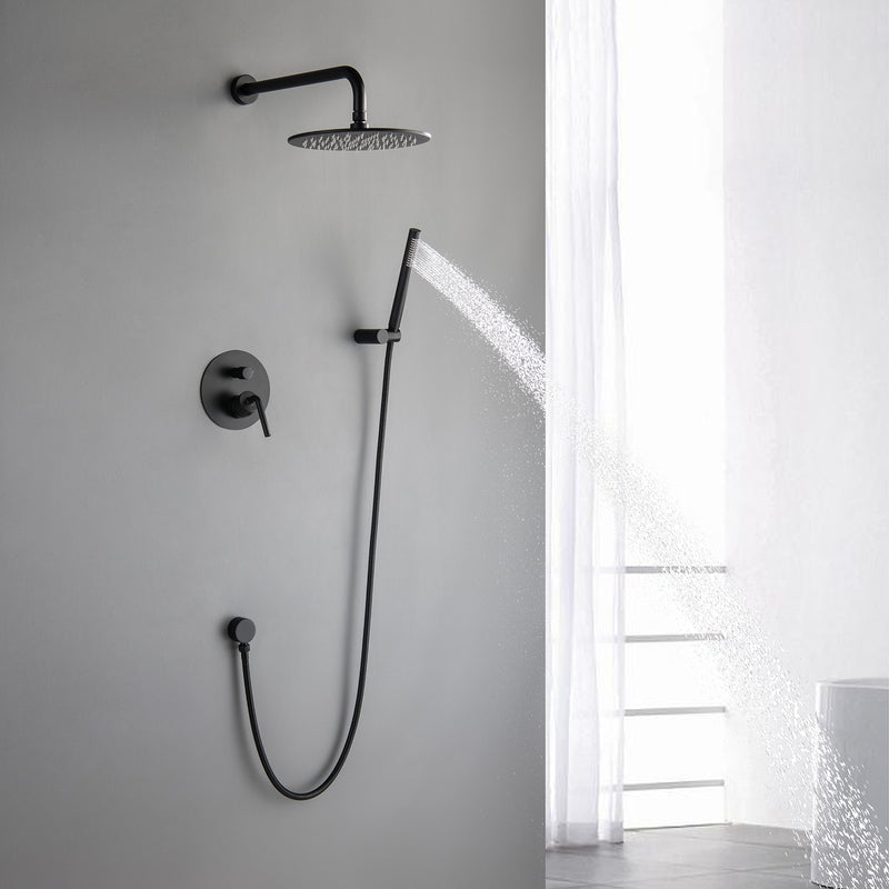 Wellcho Pressure Balanced 10 In Shower System with Handshower in Matte Black