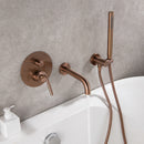 Fila Wall Mounted Tub Faucet with Handheld Shower in Rose Gold