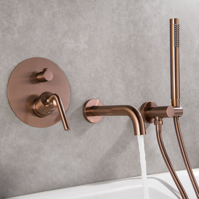 Fila Wall Mounted Tub Faucet with Handheld Shower in Rose Gold
