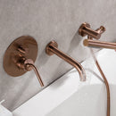 Fila Wall Mounted Tub Faucet with Handheld Shower in Rose Gold