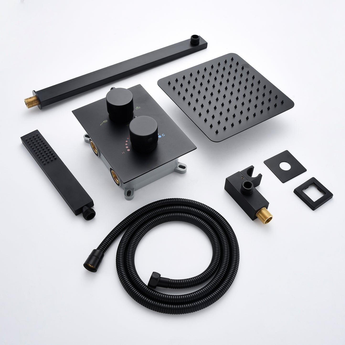 Jozz Thermostatic 10 In Shower System Handheldshower in Matte Black
