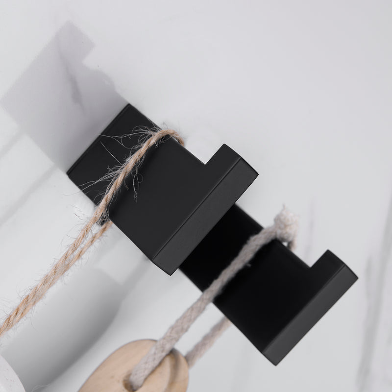 Pisu Matte Black Wall Mounted 4-Piece Bathroom Hardware Set