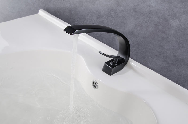 Peetys Deck Mounted Basin Single Handle Matte Black Bathroom Faucet