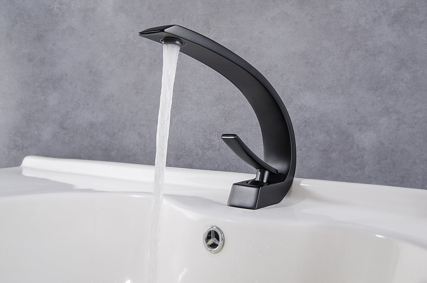 Peetys Deck Mounted Basin Single Handle Matte Black Bathroom Faucet