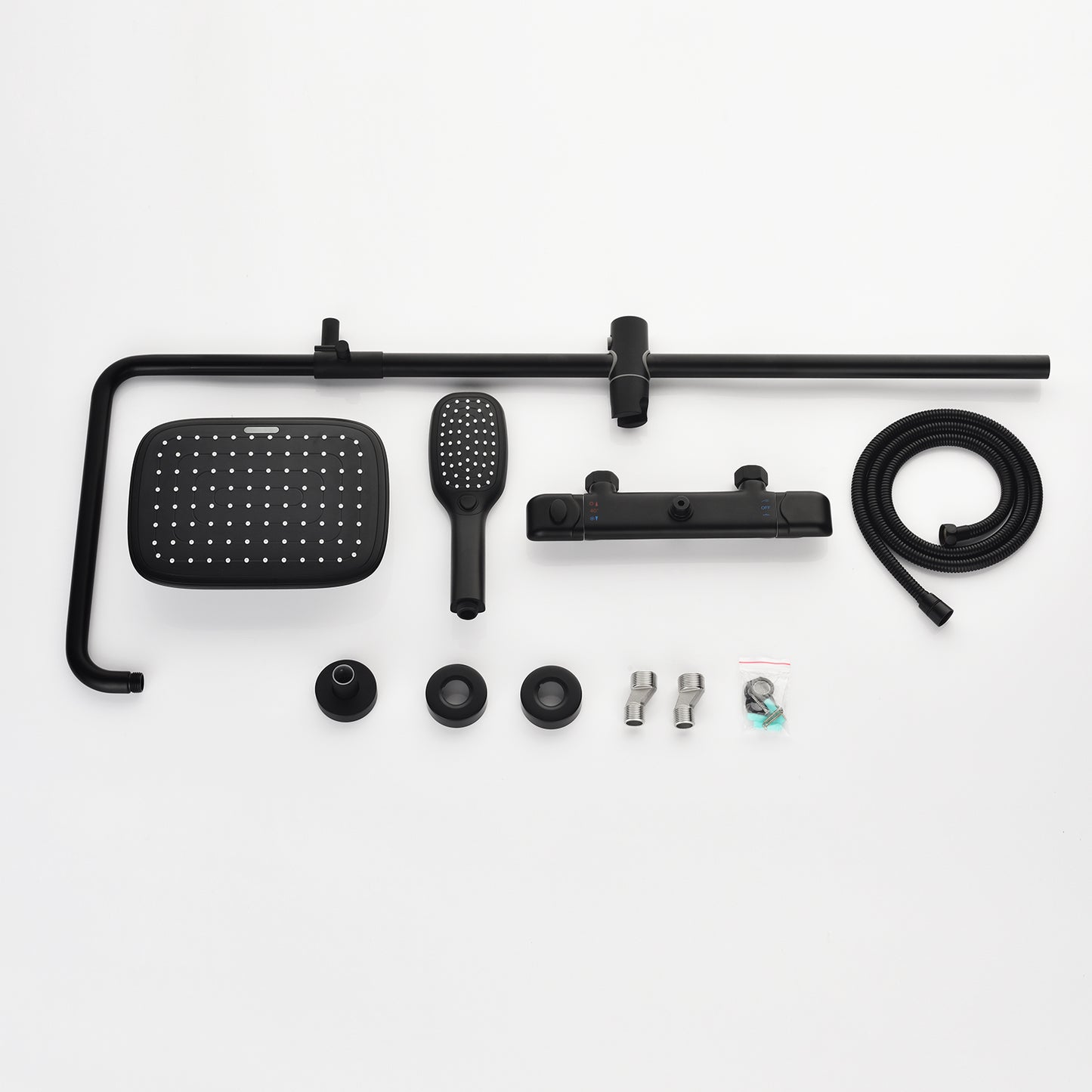 Deng 2 Function Thermostatic Exposed Shower with Handshower in Matte Black