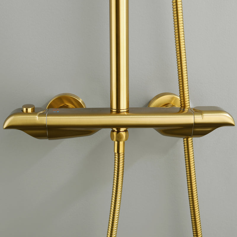 Ortoly Pressure Balanced Shower System with Handshower in Brushed Gold