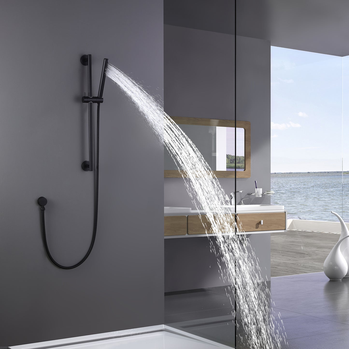 Dwell Brass Slide Bar Shower Head With 59 In Shower Hose