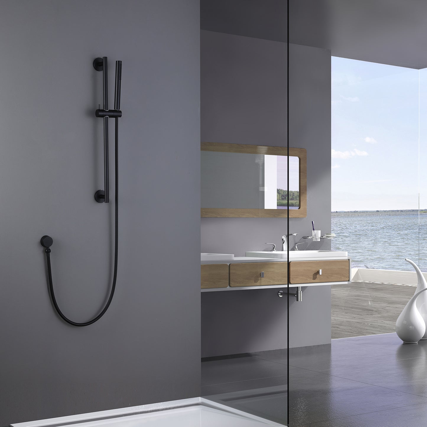 Dwell Brass Slide Bar Shower Head With 59 In Shower Hose