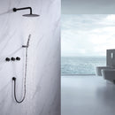 Sosano Wall Mounted 10 In Rain Shower with handheld Concealed Valve in Matte Black