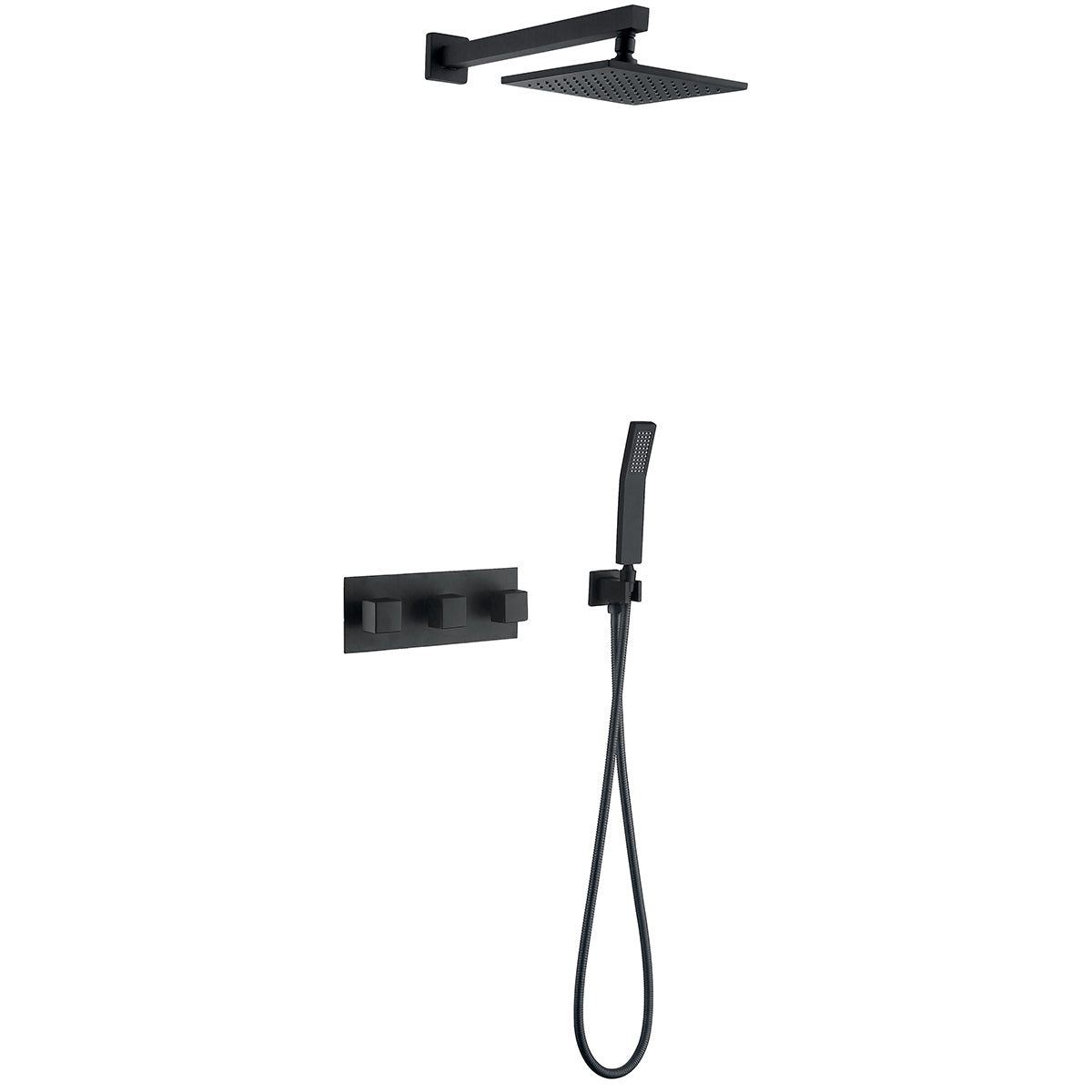 Wormel Wall Mounted 10 In Rain Shower System in Matte Black include Valve