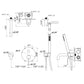 Fila Wall Mounted Tub Faucet with Handheld Shower in Rose Gold