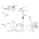 Fila Wall Mounted Tub Faucet with Handheld Shower in Rose Gold