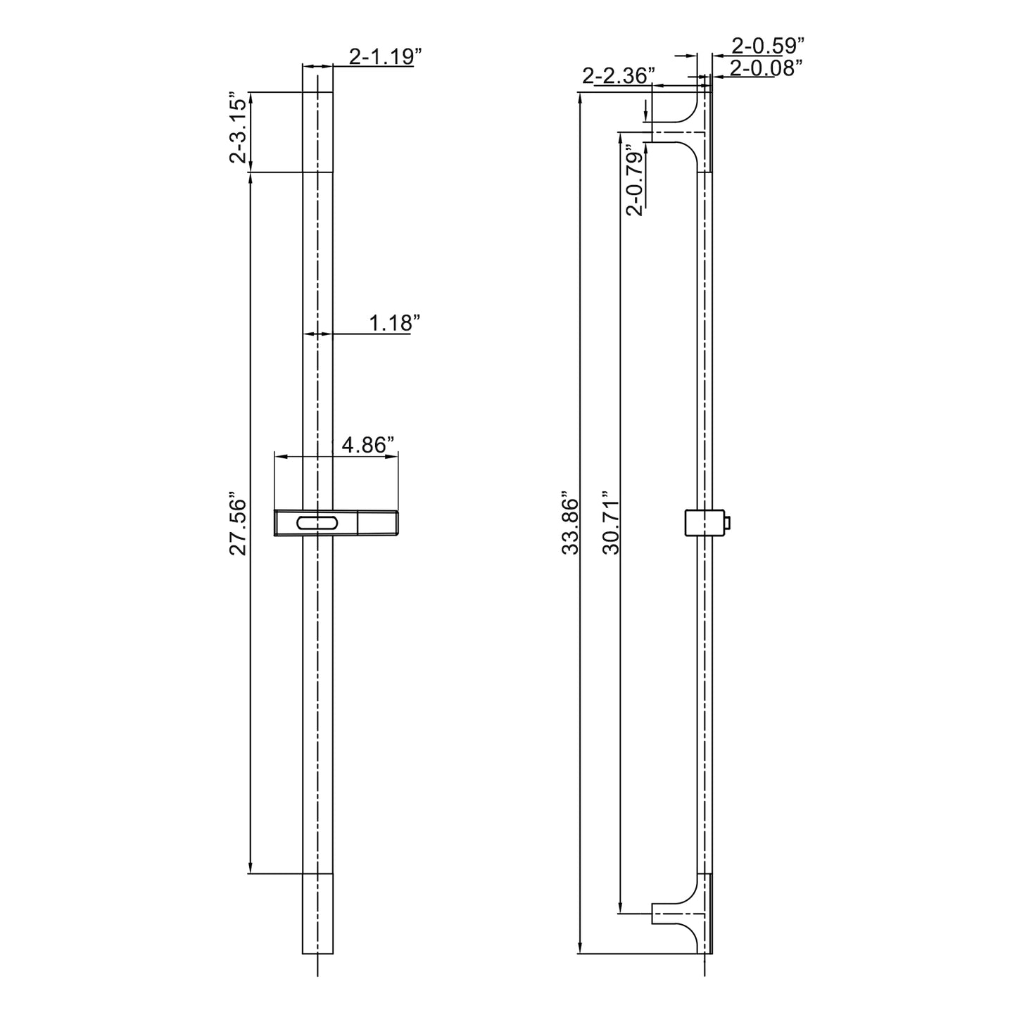 Foni 3-Function Handheld Shower With Slide Bar And 59-In Hose