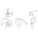 Fancysio Wall Mounted Tub Faucet with Handheld Shower in Brushed Gold