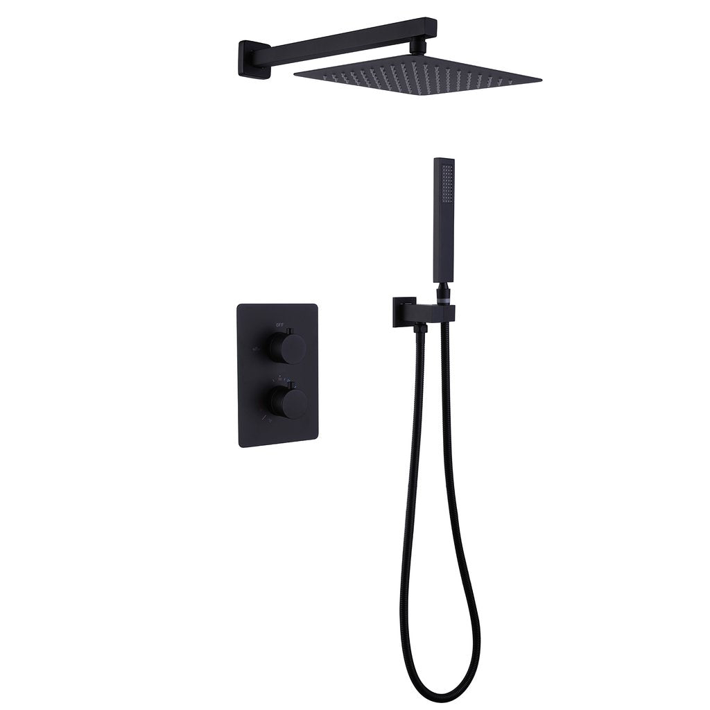 Thinny Wall Mounted Thermostatic 10 In Shower System with Handshower in Brushed Gold