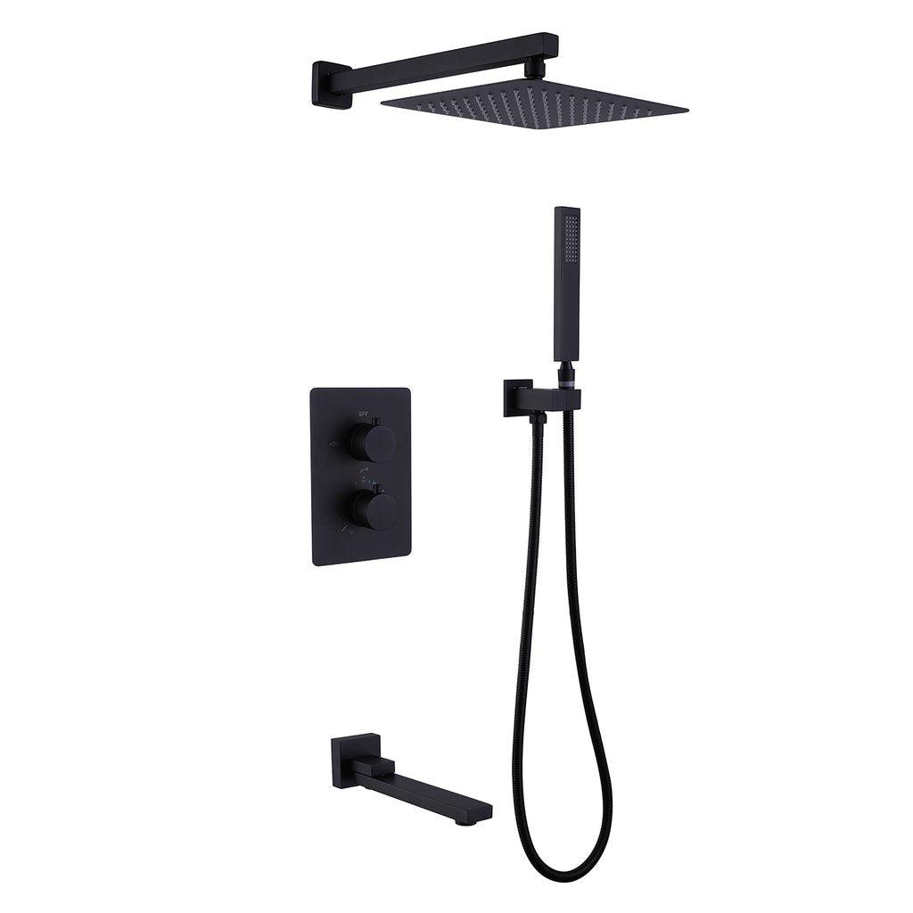 Deso 3 Functions 10 In Shower and Tub Faucet with in Matte Black