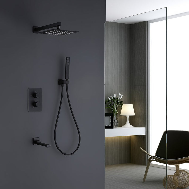 Deso 3 Functions 10 In Shower and Tub Faucet with in Matte Black