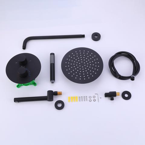 Ernota Wall Mounted Complete 10 In Rain Shower and Tub Faucet in Matte Black