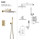 Thinny Wall Mounted Thermostatic 10 In Shower System with Handshower in Brushed Gold